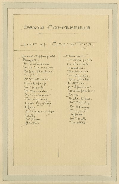 List of Characters, c.1920s by Joseph Clayton Clarke